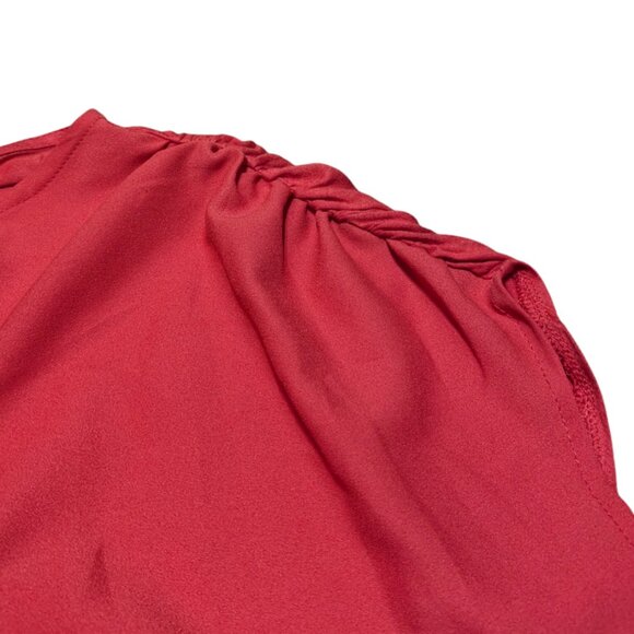 MNG (Mango) | NWT Ruched Shoulder Red T-Shirt Short Sleeves | Size: Medium - Picture 5 of 14